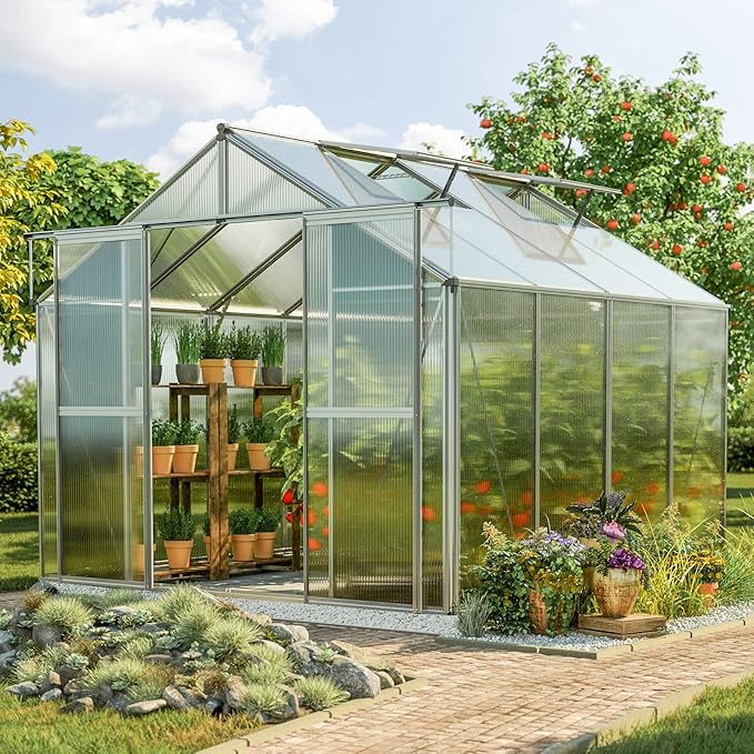 Greenhouse Topas 4 Aluminum Frame 7.4 x 8.5 ft with Approx. 8 mm Polycarbonate Panels