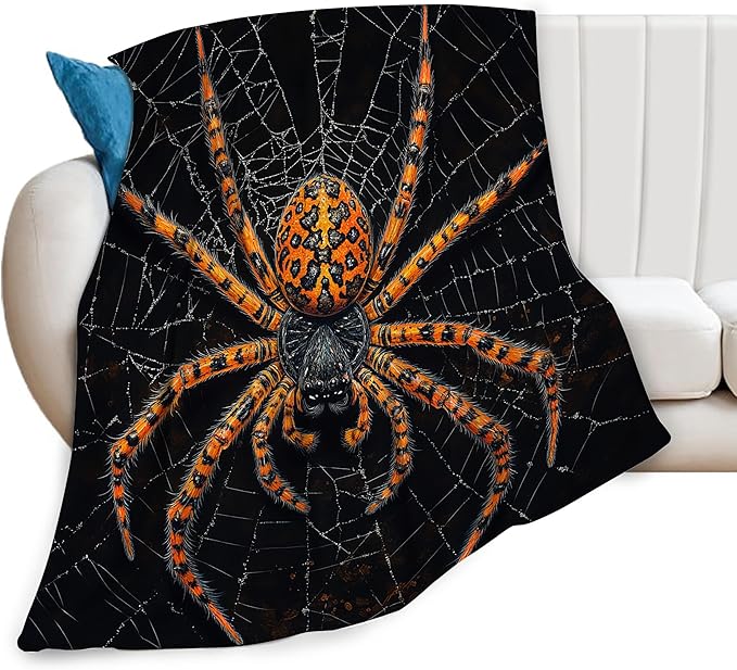 Soft Cozy Spider Flannel Throw Blanket - Warm Lightweight Fleece Plush Bedding Stuff Animal Decor - Gifts for Lover Girls Boys Kids Women Adults - Bed Travel 60"x80"
