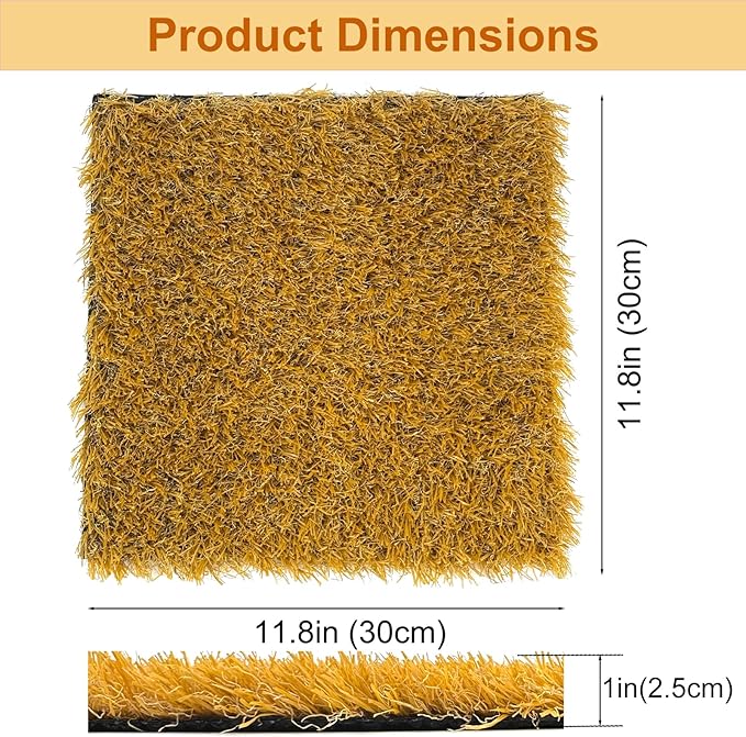 12 Pack Chicken Nesting Pads for Chicken Coop, 11.8"x11.8" Reusable Plastic Artificial Grass Nesting Box Pads Washable Laying Eggs Turf Egg-Protecting Mats for Coops, Pets & Crafts - Yellow