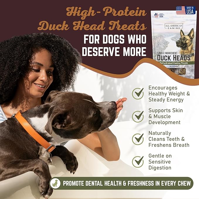 30 Natural Duck Head Dog Treats – Single Ingredient, Dehydrated & Digestible – Low-Fat, High-Protein Chew for Training & Dental Health – Made in USA