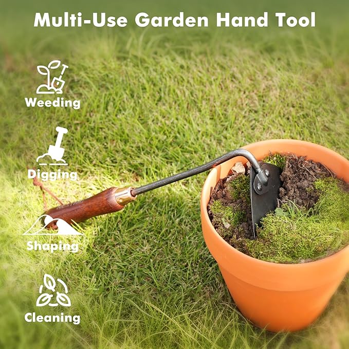 RESTMO Heavy Duty Hoe Garden Tool, Suitable for use on Hard Soil, Thickened Garden Hoe for Weeding, Digging Trenches, Planting Vegetables, and Loosening Soil