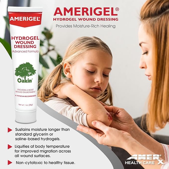 AMERIGEL Total First Aid Bundle (1 oz. Hydrogel Wound Dressing, 7.1 oz. Saline Wound Wash, Bordered Gauze Dressing)
