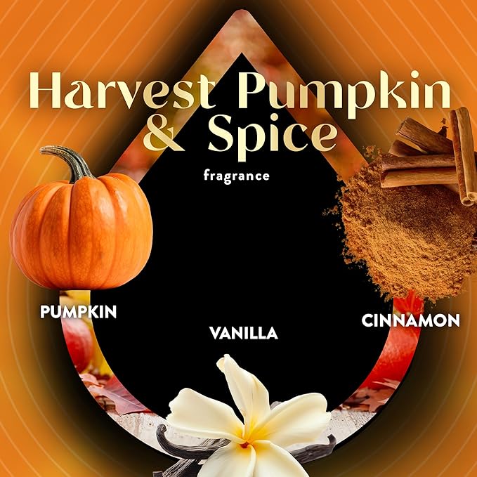 Air Wick Plug In Scented Oil Refill,Fall Scent, Fall Décor, Harvest Pumpkin & Spice, 5 ct