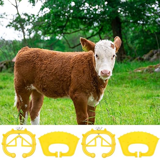 20 Pcs Plastic Livestock Nose Rings Cattle Halter Durable Farm Equipment Weaner Tool for Cattle, Calves Calf Cow (Orange)(Yellow)