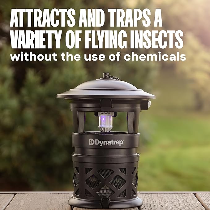 Dynatrap DT2030SR Fly Traps Outdoor - Mosquito & Flying Insect Killer for 1 Acre – Kills Mosquitoes, Flies, Gnats, Wasps - Bug Zapper Alternative - Black