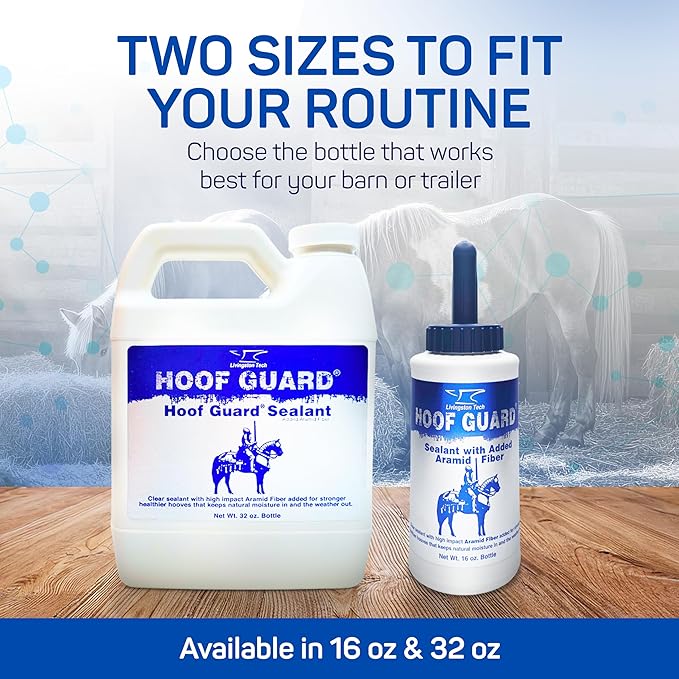 Fiber- Fortified Hoof Guard Sealant 32oz – Pro-Grade Formula Hoof Protector with Aramid for Stronger Hooves – Helps Fill Cracks & Lock in Moisture - Shields Against Thrush, UV Damage & Brittleness