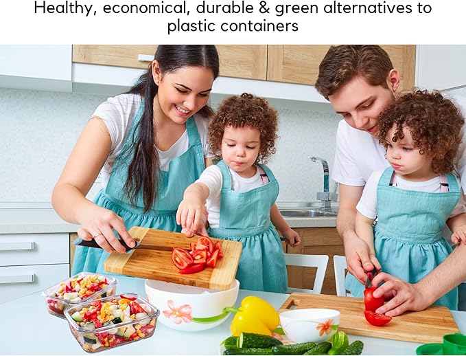 Brieftons Glass Meal Prep Containers: 5 Pack, 35 Oz with Airtight, Leakproof Snap Locking Lids, Perfect for Food Storage, Lunch & Portion Control, BPA-Free, Microwave, Oven, Freezer & Dishwasher Safe