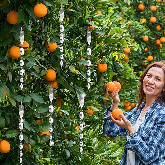 Hausse 30 Pack Bird Deterrents for Outside, Bird Repellent Hanging Silver Plastic Reflectors Scare Rods, Garden Decorative Reflective Scare Birds Away, Like Woodpeckers, Pigeons and Geese