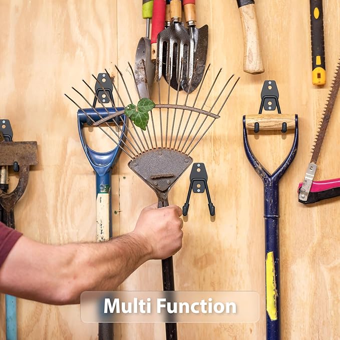 Garage Hooks with Anti-Slip Coating,Heavy Duty Wall Mount Storage Hooks for Hanging Bike,Hose,Ladder,Yard,Garden Tools (8 Pack Black 4.5x2.75 inch)