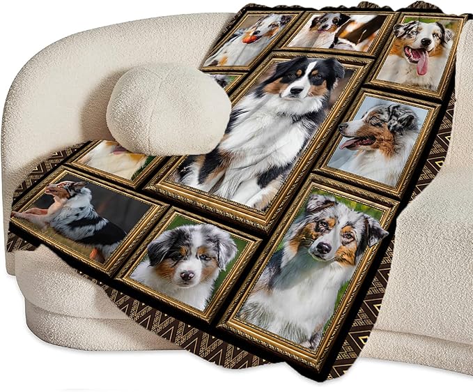 Australian Shepherd Blanket, Dog Throw Blankets, Animal Fuzzy Plush Blanket Ultra Soft for Dog Lover Gift Kids Teens Women Men Girls Boys Stuff Decor for Home Bedding Sofas Couch Camping 60"X50"