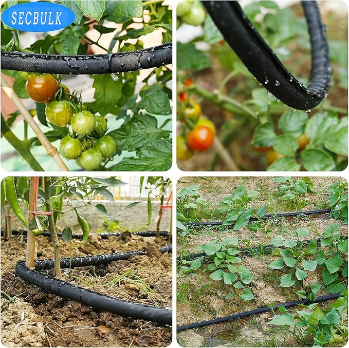 2025 Flat Soaker Hose 20 ft for Garden, 20' (10ft x 2) Linkable Drip Hose Diy Garden Irrigation System Saving 80% Water, Dual-layer Leak-free Design Water Hose with Holes