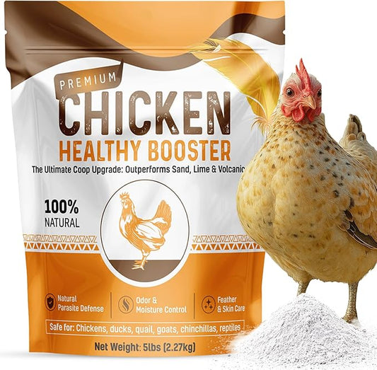 Chicken Dust Bath Sand Mix – Natural Poultry Dust for Feather & Skin Care | Diatomaceous Earth Blend | Coop Cleaner & Odor Control | Safe for Chickens, Ducks, Chinchillas-5 lbs