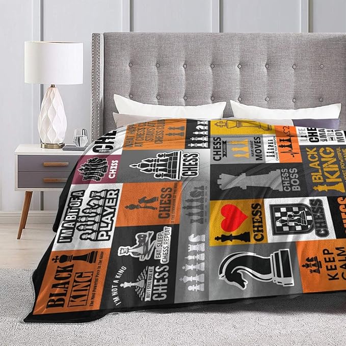 Chess Blanket Throw Blanket Soft Warm Cozy Fuzzy Plush Chess Throw Blanket Gifts for Lovers Girls Women Dog Stuff Lightweight Fleece Flannel Gift Blankets for Kids Adults 40"X50"