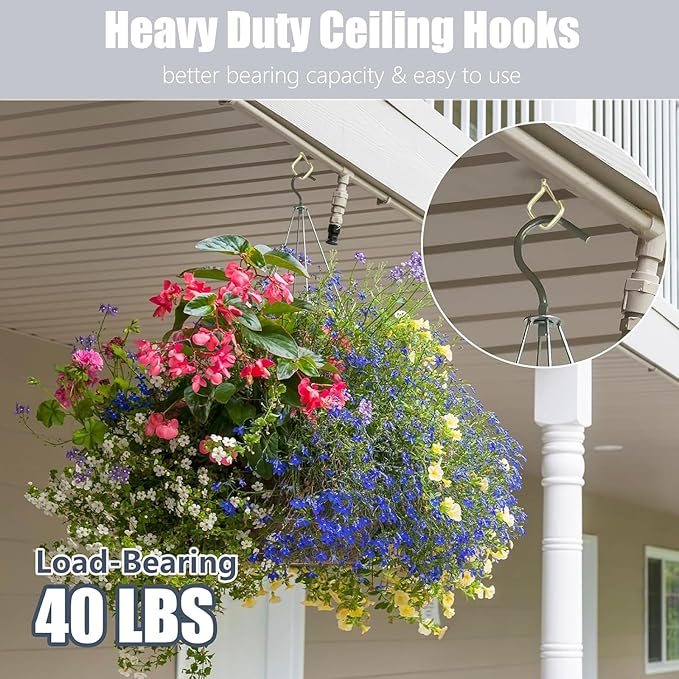 20PCS Eye Screw Hooks for Hanging Heavy Duty with Safety Buckle.Metal Ceiling Hooks for Hanging Plants,Cup,Wind Chime,Bird Feeders,String Lights at Indoor&Outdoor,2.36 Inch (No Drill Bit)