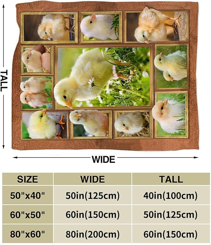 Cute Chicken Blanket, Farm Animal Throw Blankets, Yellow Chick Fuzzy Plush Blanket Ultra Soft for Chicken Lover Gift Kids Teens Women Men Girls Boys Stuff Decor for Home Bedding Sofas Couch 50"X40"