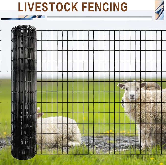 Tongmo 2 ft x 100 ft Black PVC Coated Welded Wire Fence, 16GA Garden Chicken Wire Fence Roll, Mesh Size 2" x 4" Hardware Cloth, Ideal for Yard Protection and Poultry Netting
