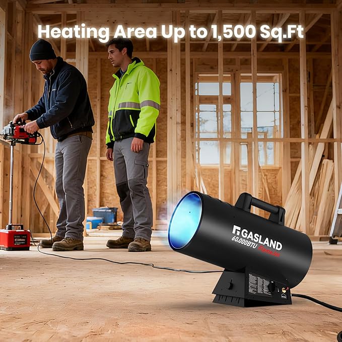 GASLAND FlameJet 60,000 BTU Propane Forced Air Heater, Portable Space Heater for Garage, Patio, Construction Sites