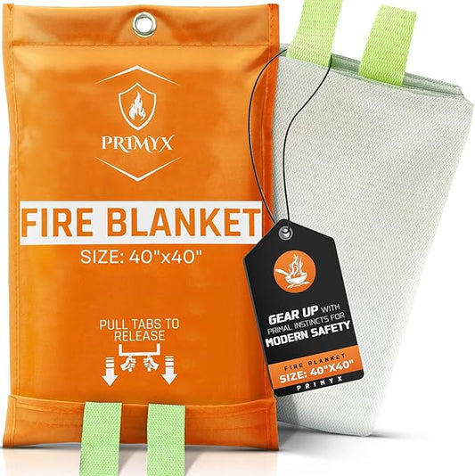 Emergency Fire Blanket 40"x40" (1-Pack) – Fireproof Survival Blanket for Home, Kitchen, RV & Camping – Smothers Grease & Electrical Fires – Reusable, Pet & Family Safe Fire Safety Gear