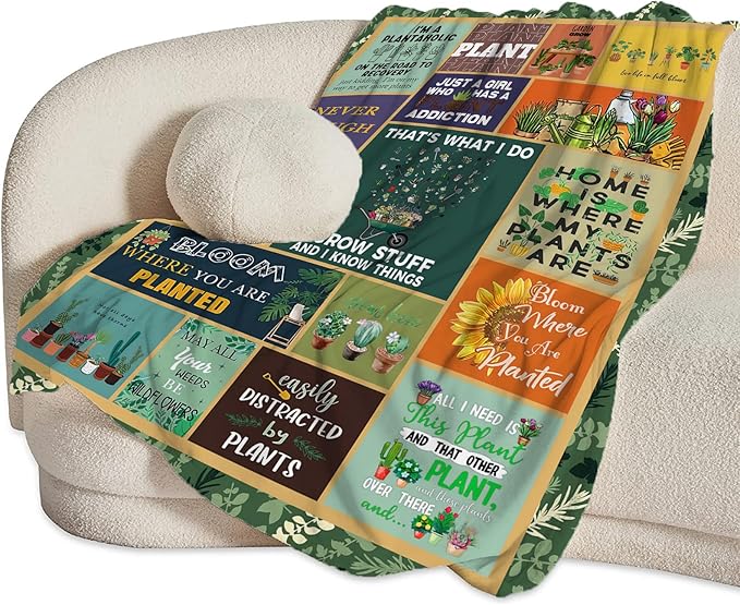 Gardening Lover Gifts Throw Blanket for Women Plant Gardeners Blanket Garden Blankets Plush Cozy Flannel Fleece Fuzzy Party Blanket 80"X60"