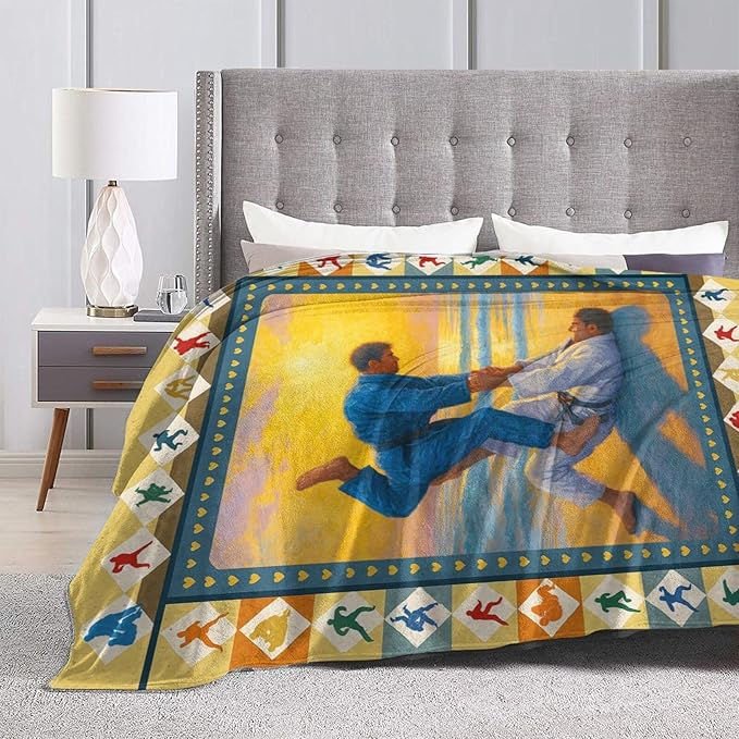 Jiu Jitsu Fleece Blanket Sports Jiujitsu Throw Blankets for Girls Boys Super Soft Warm Flannel Throws Gifts for Men Women Cozy Fuzzy Plush Stuffed Couch Bed Bedding Decor 50"X40"