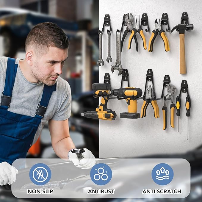 Garage Hooks with Anti-Slip Coating,Heavy Duty Wall Mount Storage Hooks for Hanging Bike,Hose,Ladder,Yard,Garden Tools (42 Pack Black)