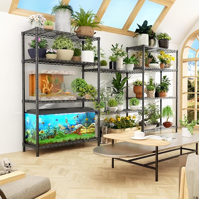 Storage Shelves, 2 PCS 36" L x 14" W x 72" H Heavy Duty Garage Wire Shelving Unit Loads 1750LBS, 5-Tier Adjustable Metal Industrial Utility Shelf Rack for Kitchen, Laundry Room, Basement