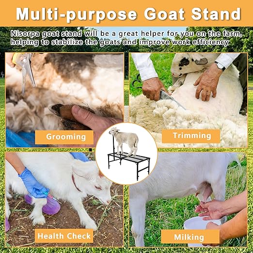 Nisorpa Goat Stand 51x23 Inch, Height Adjustable Sheep Stand for Shearing Trimming Milking, Max Load Capacity 550 LBS