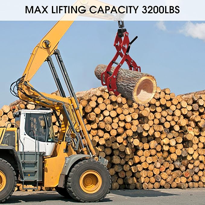 32inch Log Tongs, Log Grapple for Logging Tongs, Upgraded Swivel Steel Skidding Tongs, 4 Claw Timber Claw Hook Eagle Claws Design Log Lifting Tongs for for Tractor, ATVs, Trucks, Forklifts, Skidder