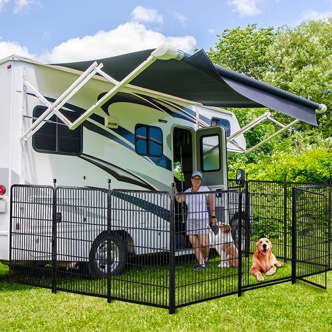 Tall Garden Fence,Wide Gate Low Threshold Fence for Garden, 36in(H) 4 Panels Total 8.9 Ft(L) Animal Barrier Fence,Flower Bed Fencing, Dog Fences Outdoor for Yard