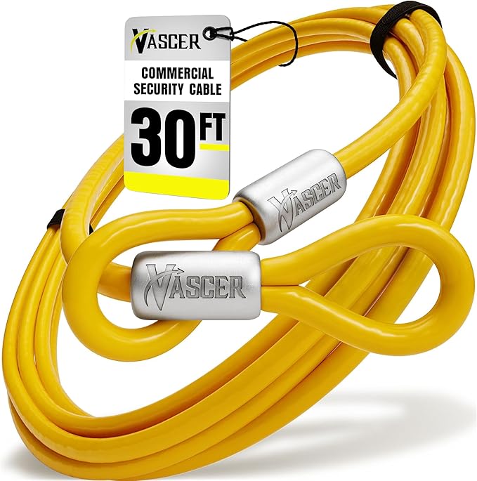 Commercial Heavy Duty Braided Galvanized Steel Anti-Theft Security Cable with Looped Ends. (1/2 Inch Thick, 7x19 Construction, 30 Feet)