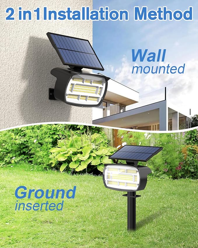 Fabrito Solar Spot Lights Outdoor 136 LEDs, Big Brighter Lighting Solar Lights Outdoor, 4 Pack IP65 Waterproof Landscape Spotlights Auto On/Off for Yard, Garden, Pathway, Plants,Tree (Cool White)