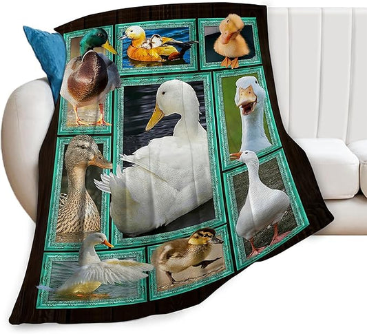 Duck Decor Throw Blanket - Warm, Soft, Plush, Lightweight Fleece Flannel Goose Stuff Blanket - Gifts for Girls, Boys, Kids, Baby, Women, Men, Adults - Winter Couch Bedding - 40"X50"