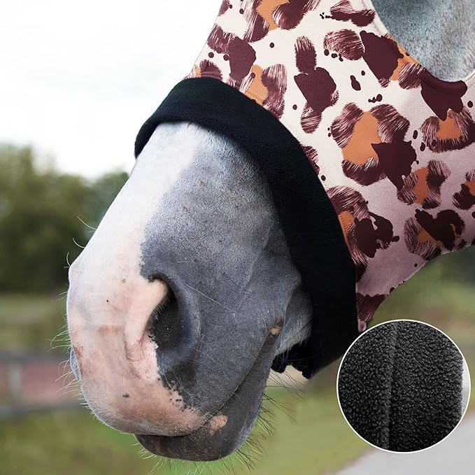 Harrison Howard Soft Horse Hood All-Covered Comfortable Sleezy for Horses with Zipper Classic Leopard