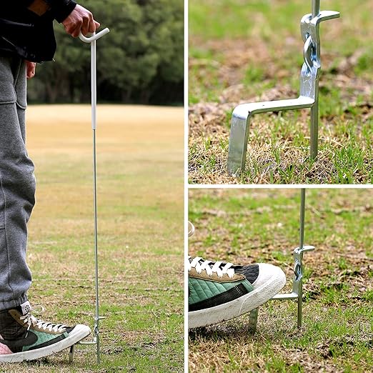 Fence Shock 41 Inches Systems Pig Tail Step-in Fence Post, Stainless Steel for Garden and Farm, Portable Fence Ideal for Electric Fencing - Pack of 30 White