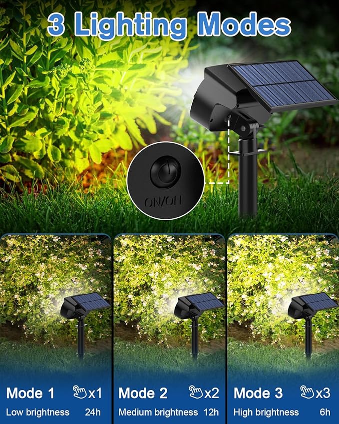 Fabrito Solar Spot Lights Outdoor 136 LEDs, Big Brighter Lighting Solar Lights Outdoor, 4 Pack IP65 Waterproof Landscape Spotlights Auto On/Off for Yard, Garden, Pathway, Plants,Tree (Cool White)