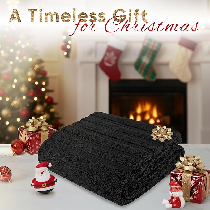 American Soft Linen 35x70 Jumbo Large Bath Towels, 600 GSM 100% Cotton Turkish Bath Sheet, Oversized Luxury Bath Towels for Bathroom Beach and Pool, Black