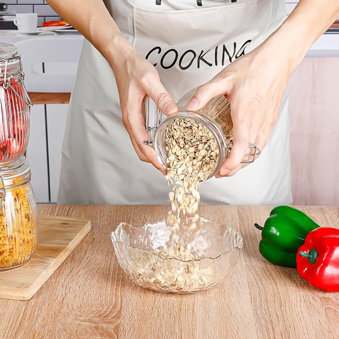 25oz Airtight Glass Jars with Lids, Set of 6 Food Storage Containers & Canisters, Clear Mason Jars with Clamp Seal for Canning, Cereal, Coffee, Pasta, Sugar, Beans & Spices