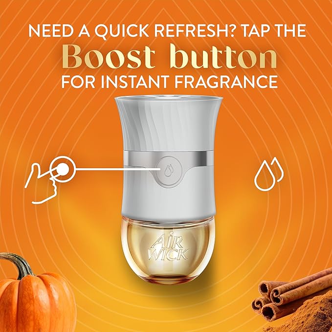 Air Wick Plug In Scented Oil Refill,Fall Scent, Fall Décor, Harvest Pumpkin & Spice, 5 ct