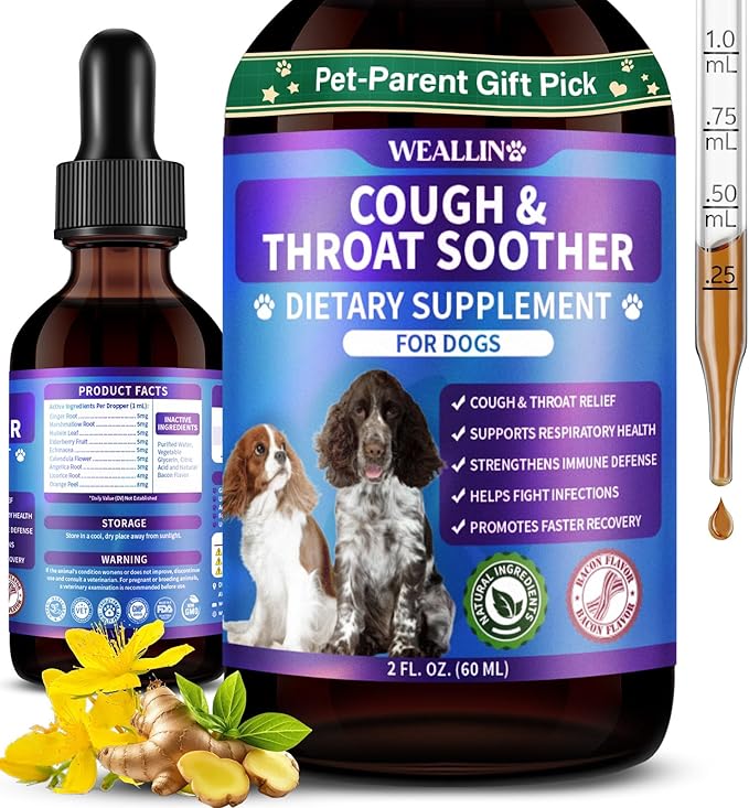 Dog Cough Treatment Support for Dogs - Dog Cough Care Natural Solution for Cough Natural Dog Cough Supplement Herbal Drops Support for All Breeds - 60 ml/2 Fl Oz