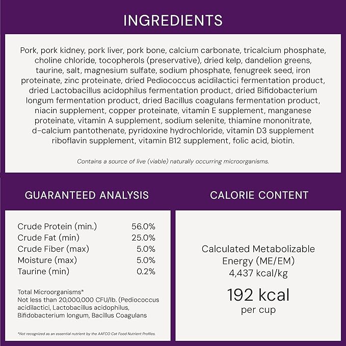 Stella & Chewy's Freeze-Dried Raw Cat Dinner Morsels - Premium Pork Recipe with 98% Responsibly-Sourced Meat & Organs - Natural Grain-Free Cat & Kitten Food - Made in USA - 8 oz