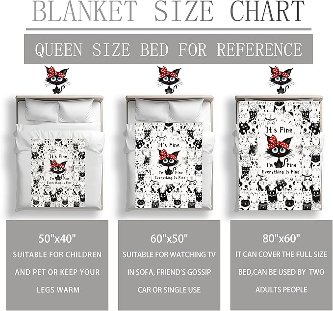 Cat Blanket Gifts for Cat Lover Soft Flannel Cats Throw Blanket Gifts for Women Cats Themed for Kids Adults 50"x40"