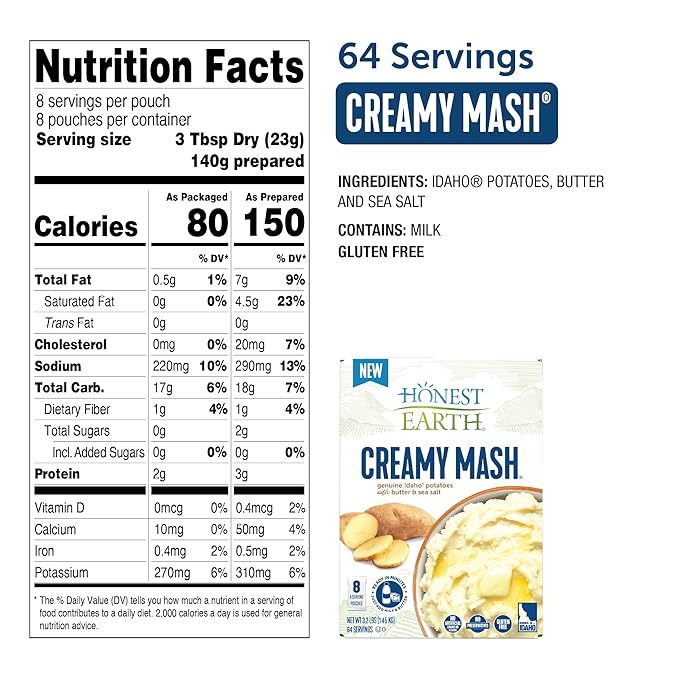 Honest Earth® Creamy Mash Potatoes, 3.2 lbs (Pack of 8)