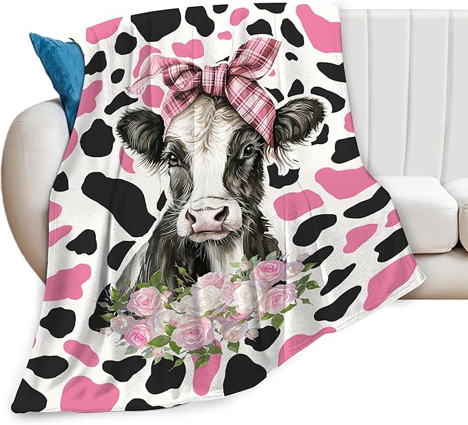 Cow Blanket Cows Throw Blanket Soft Warm Cozy Fuzzy Plush Cows Throw Blanket Gifts for Girls Women Cow Lightweight Fleece Flannel Gift Blankets for Kids Adults 50"X60"