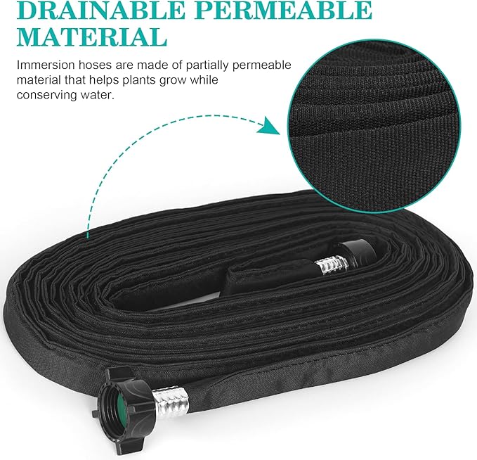 AIODE Flat Soaker Hose 10FT for Garden Beds Drip Hose Heavy Duty Save 80% Water for Vegetable Tree (10FT)