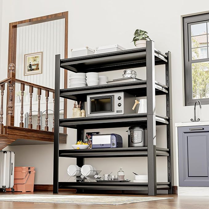 Heavy Duty Garage Shelving,78" Hx48 Wx18 D 5-Tier Storage Shelves,3000 lbs Capacity,Easy Assembly Adjustable Stainless Metal Shelf,Suitable for Garage Basement Office Farmhouse etc