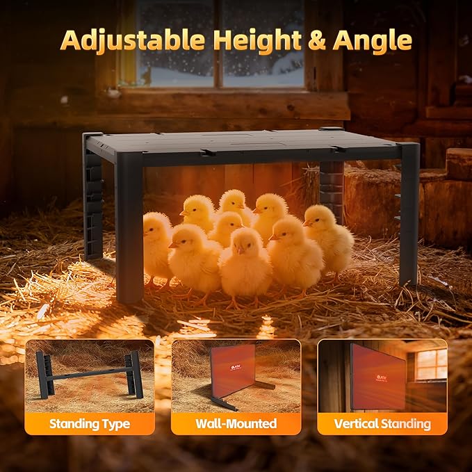 Chick Brooder Heating Plate – Adjustable Temperature Chicken Brooder Heater for Baby Chicks Ducklings Poultry with Height Adjustable Anti-Roost Design Safe Durable ABS Material 95–167℉ Low Energy Use