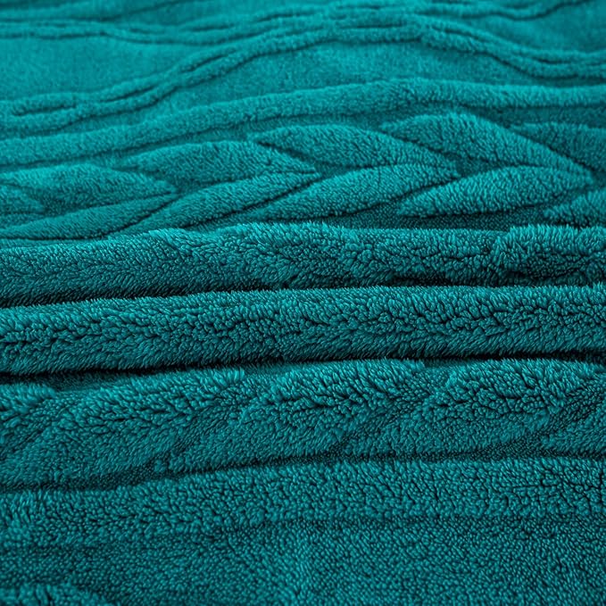 YUSOKI Sherpa Queen Size Blanket(Without Pillows)-3D Stylish Design Super Soft Blankets for Teen Girls Women Couch Bed Sofa Chair Men Boys Gift(Teal,90"x90")