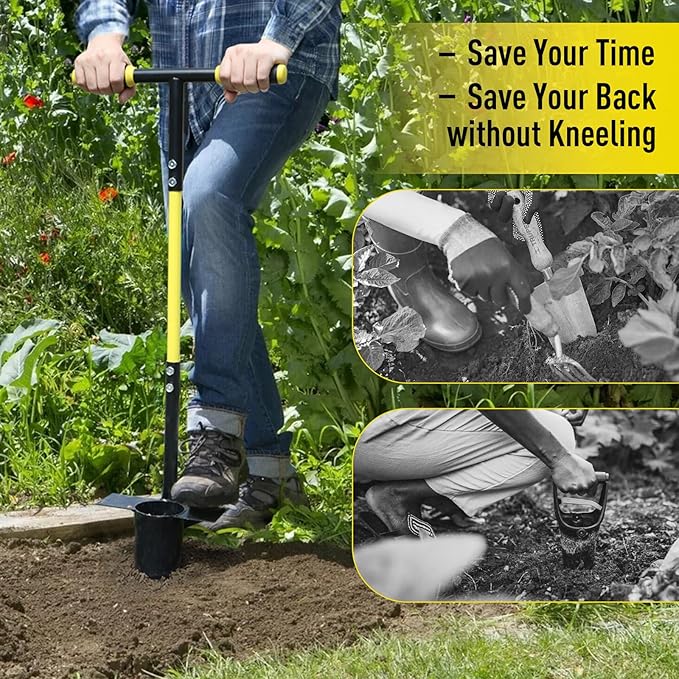 Jardineer 2PCS Bulb Planter Tools Set, Long Handle Garden Transplanter and Small Bulb Planting Tool with Deep Marker, Ideal for Planting Bulbs, Seedlings, Flowers & Vegetables