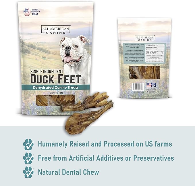 Quack Pack – Dehydrated Duck Feet, Necks, Heads and Jerky for Dogs – Single Ingredient, High Protein Chews – Grain-Free, Made in USA