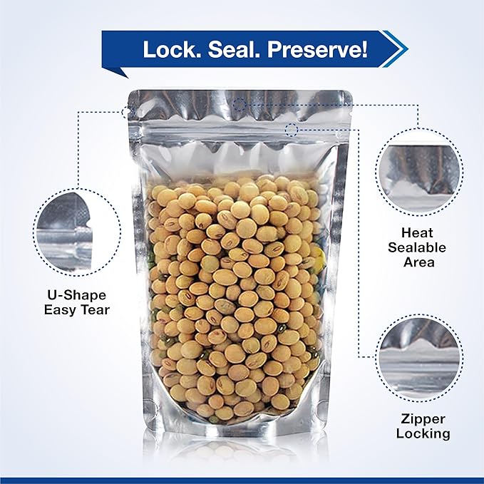 BELLE KR® 6x9 Mylar Bags Stand Up - Pack Of 1000-7.5mil Thick - Clear Mylar Bags with See Through Window for Freeze Dryer